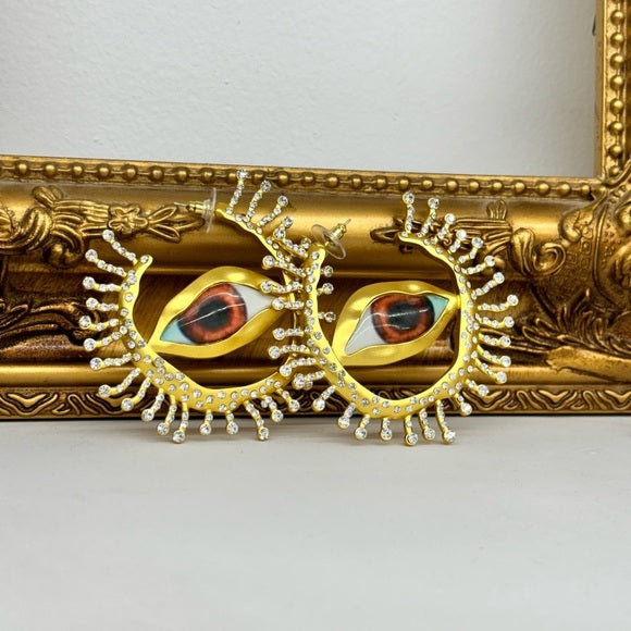 Pétalos Exotic Eye Crystal Hoop Earrings - HOUSE OF SHE