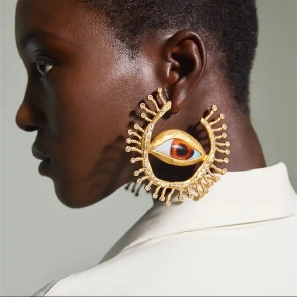 Pétalos Exotic Eye Crystal Hoop Earrings - HOUSE OF SHE