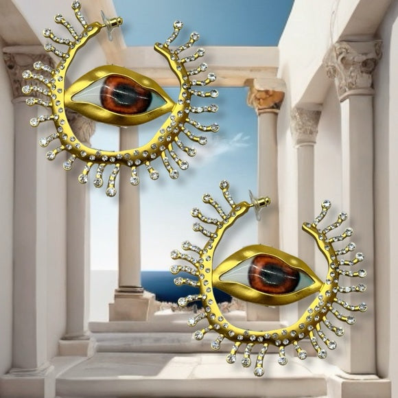Pétalos Exotic Eye Crystal Hoop Earrings - HOUSE OF SHE