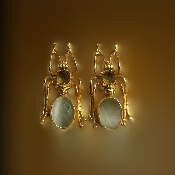 Sima Natural Stone Insect Drop Earrings - HOUSE OF SHE