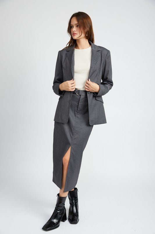 PIN STRIPED BLAZER JACKET - HOUSE OF SHE