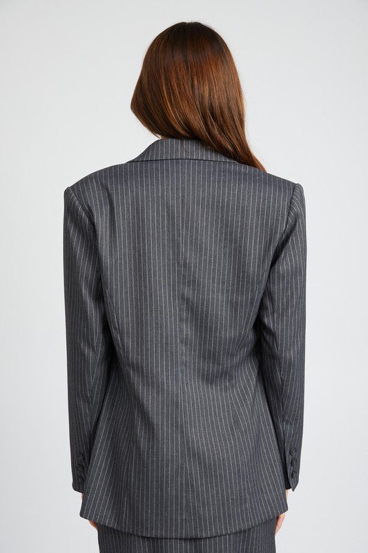 PIN STRIPED BLAZER JACKET - HOUSE OF SHE