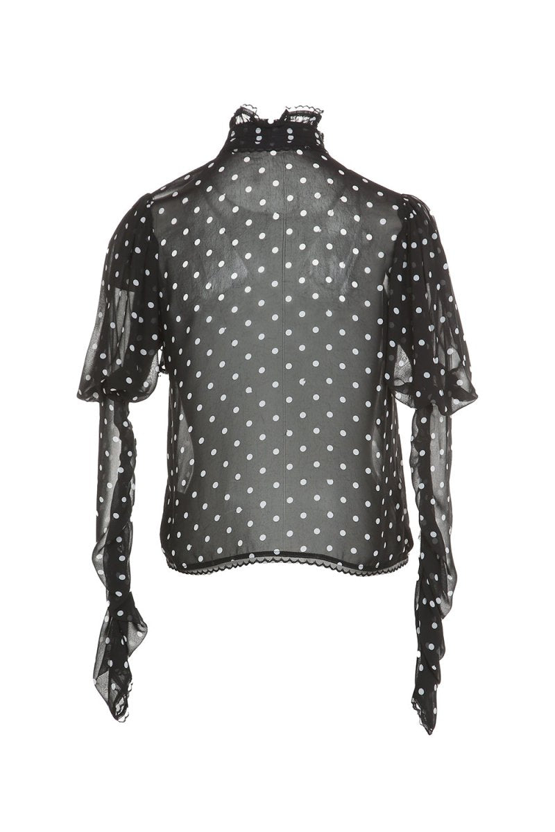 Polka Dot High Neck Blouse - HOUSE OF SHE