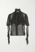 Polka Dot High Neck Blouse - HOUSE OF SHE