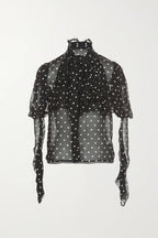 Polka Dot High Neck Blouse - HOUSE OF SHE