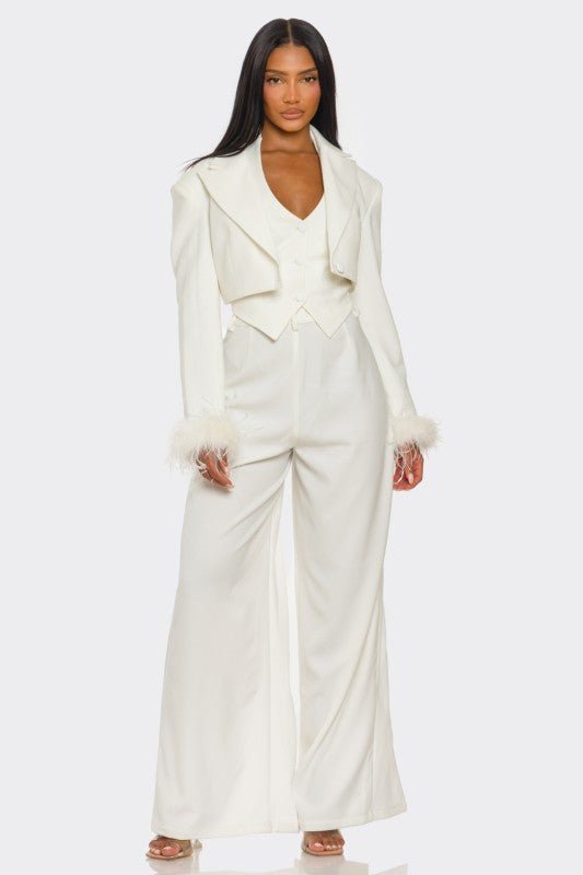 Power & Plume Feather - Trim 3 - Piece Suit - HOUSE OF SHE