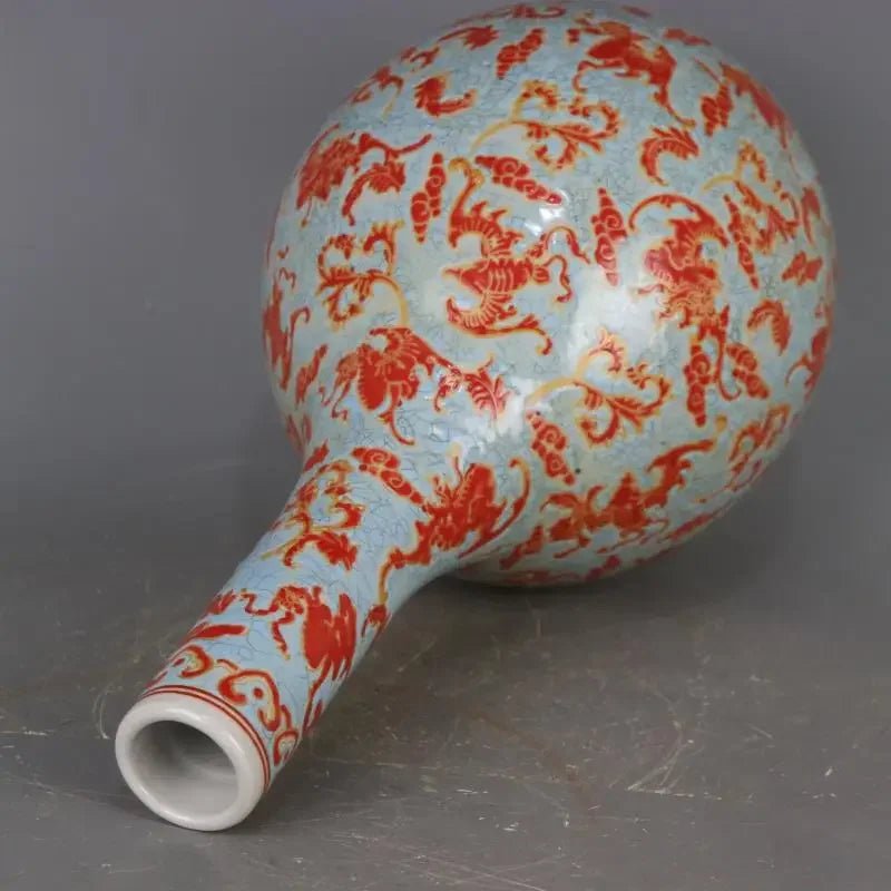 Qing Kangxi-Style “Baifu” Porcelain Bottle – Hand-Painted Luminous Vase - HOUSE OF SHE