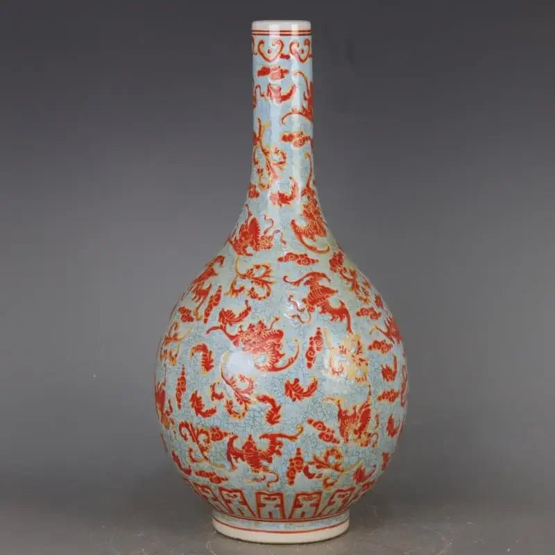 Qing Kangxi-Style “Baifu” Porcelain Bottle – Hand-Painted Luminous Vase - HOUSE OF SHE