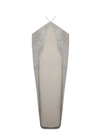 Quimera Almond Beaded Cape Halter Maxi Gown - HOUSE OF SHE
