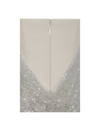 Quimera Almond Beaded Cape Halter Maxi Gown - HOUSE OF SHE