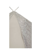 Quimera Almond Beaded Cape Halter Maxi Gown - HOUSE OF SHE