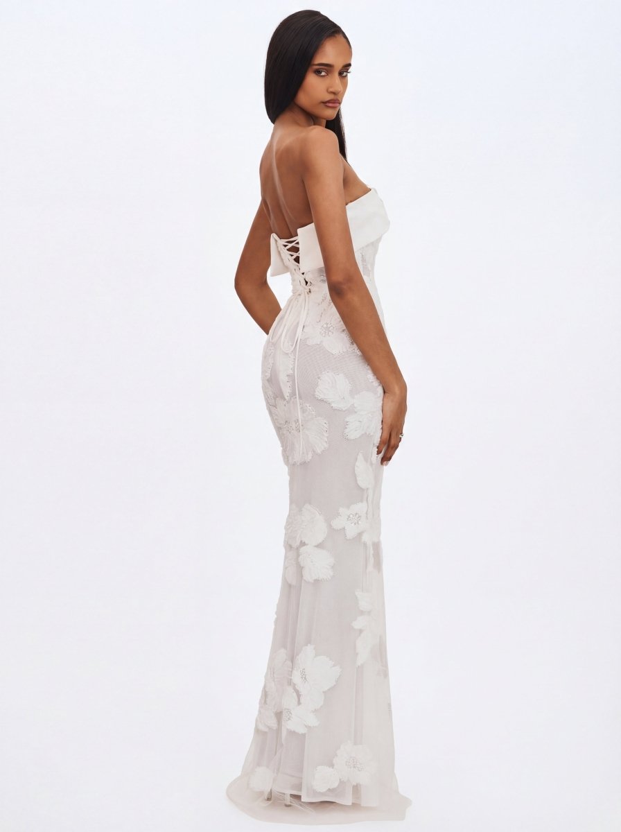 Raphaela White Floral Strapless Mermaid Wedding Dress - HOUSE OF SHE