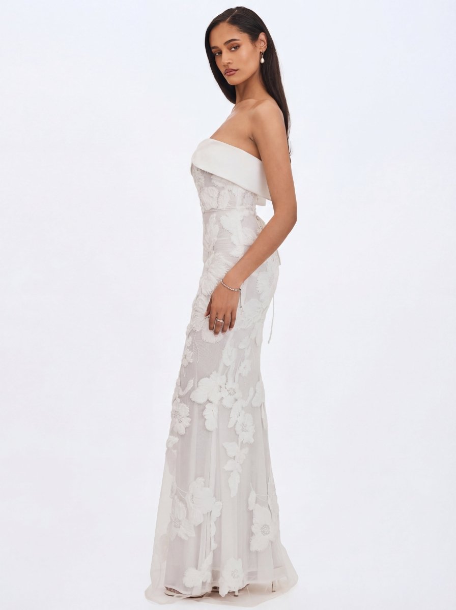 Raphaela White Floral Strapless Mermaid Wedding Dress - HOUSE OF SHE