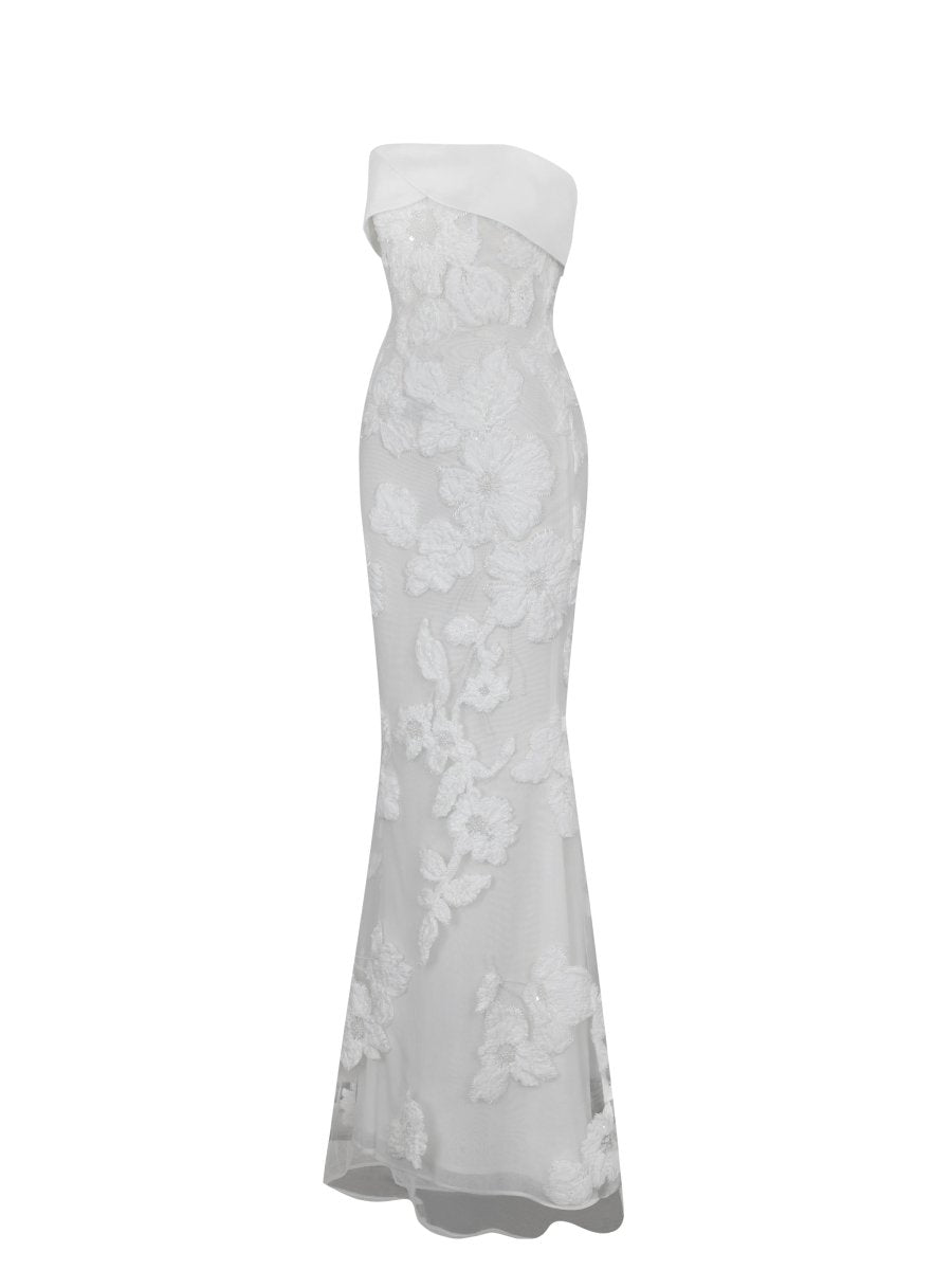 Raphaela White Floral Strapless Mermaid Wedding Dress - HOUSE OF SHE