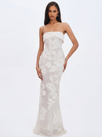 Raphaela White Floral Strapless Mermaid Wedding Dress - HOUSE OF SHE