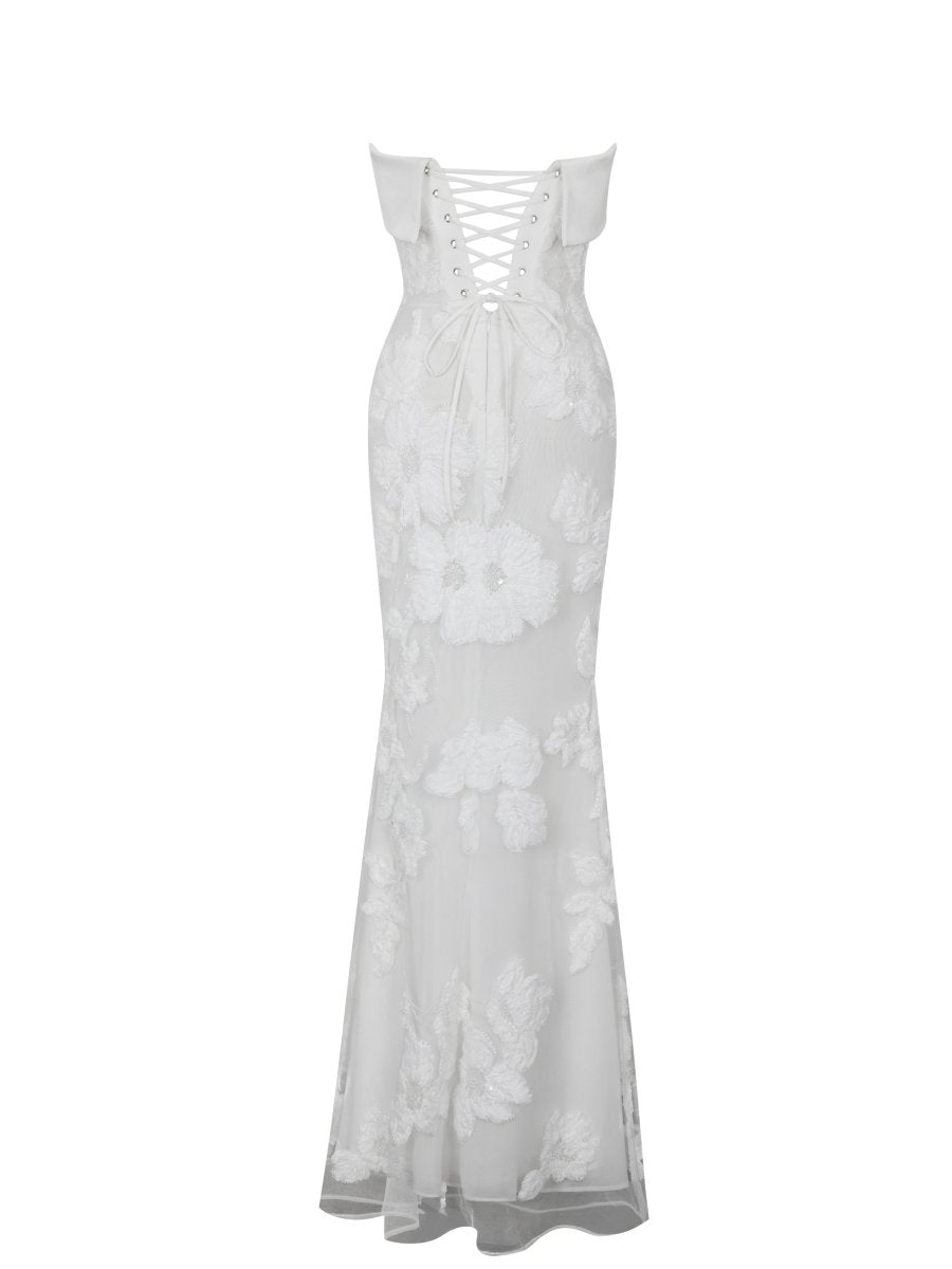 Raphaela White Floral Strapless Mermaid Wedding Dress - HOUSE OF SHE