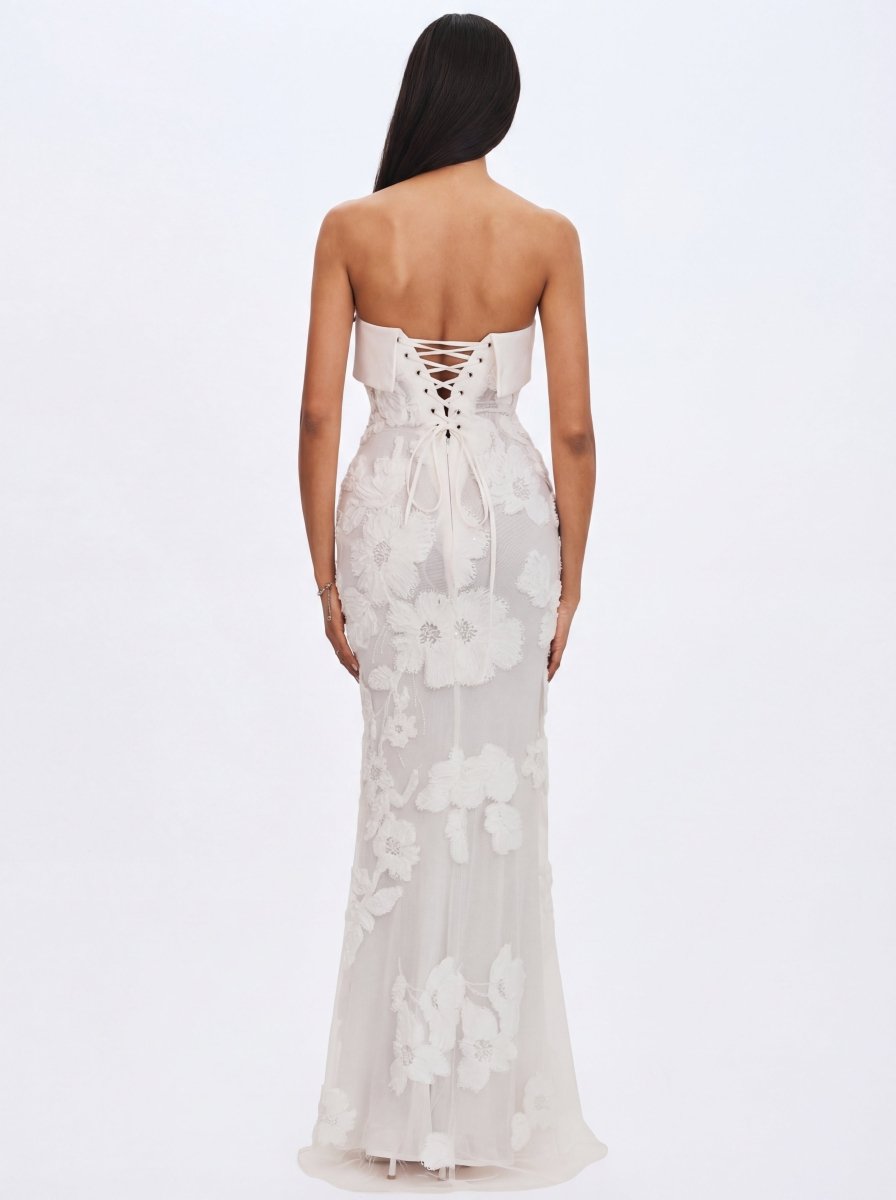Raphaela White Floral Strapless Mermaid Wedding Dress - HOUSE OF SHE