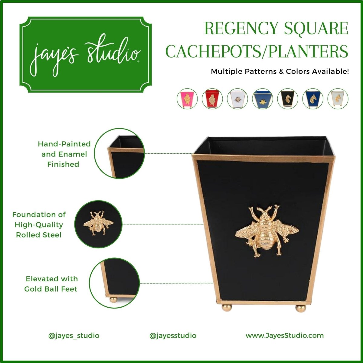 Regency Bee Square Cachepot Planter - HOUSE OF SHE