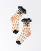 Repeat Floral Ruffle Sheer Crew Sock - HOUSE OF SHE