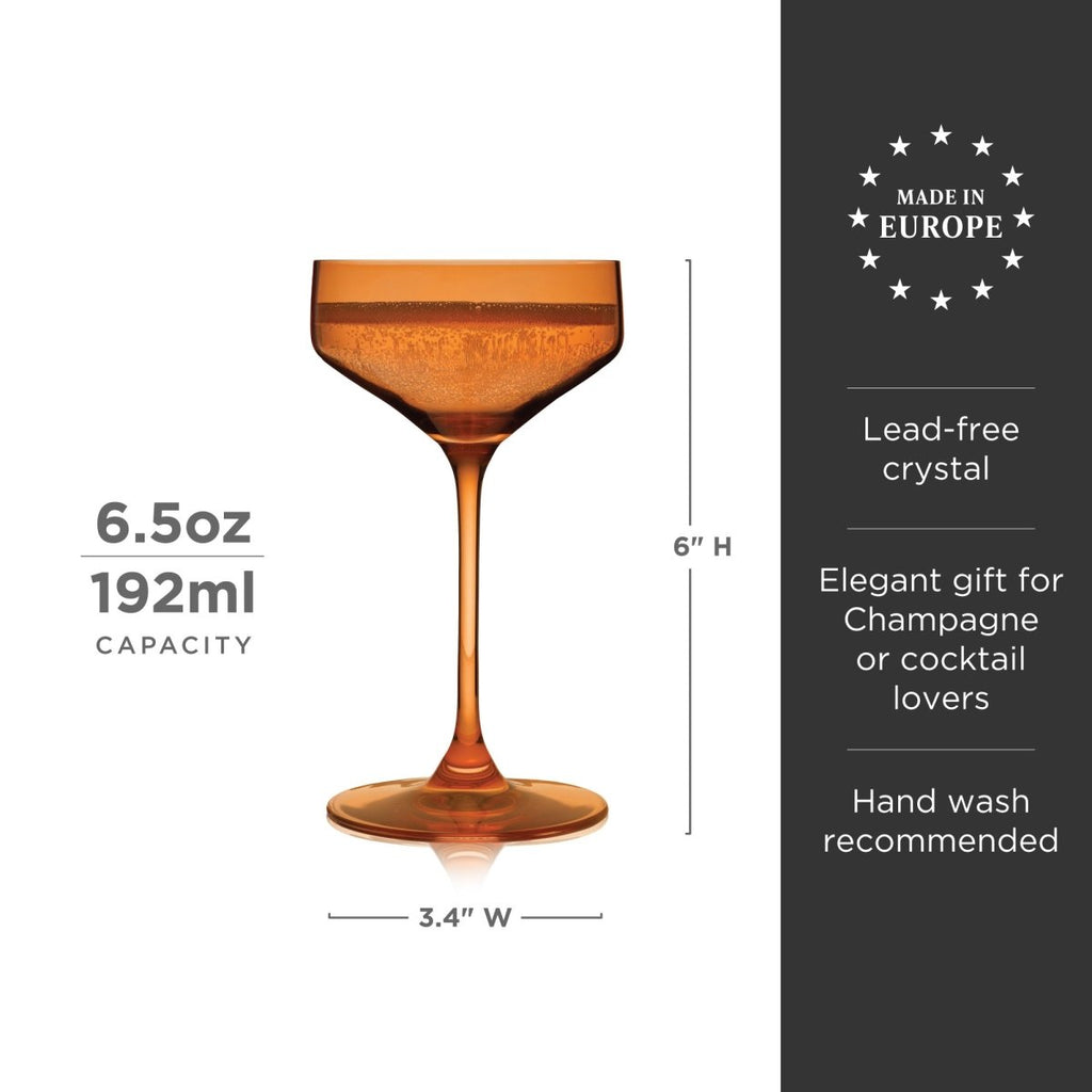 Reserve Nouveau Crystal Coupe Glasses in Amber Set of 2 - HOUSE OF SHE