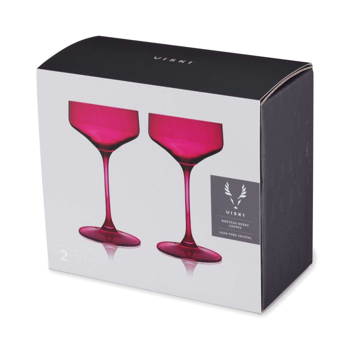 Reserve Nouveau Crystal Coupe Glasses in Berry Set of 2 - HOUSE OF SHE
