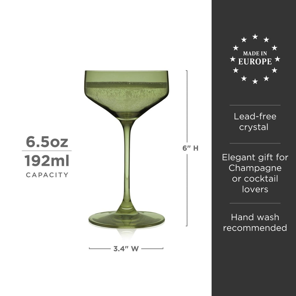 Reserve Nouveau Crystal Coupe Glasses in Sage Set of 2 - HOUSE OF SHE