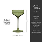 Reserve Nouveau Crystal Coupe Glasses in Sage Set of 2 - HOUSE OF SHE