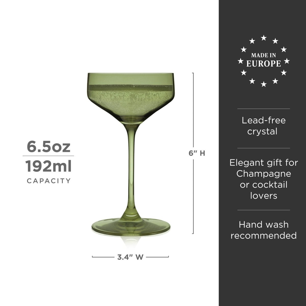 Reserve Nouveau Crystal Coupe Glasses in Sage Set of 2 - HOUSE OF SHE