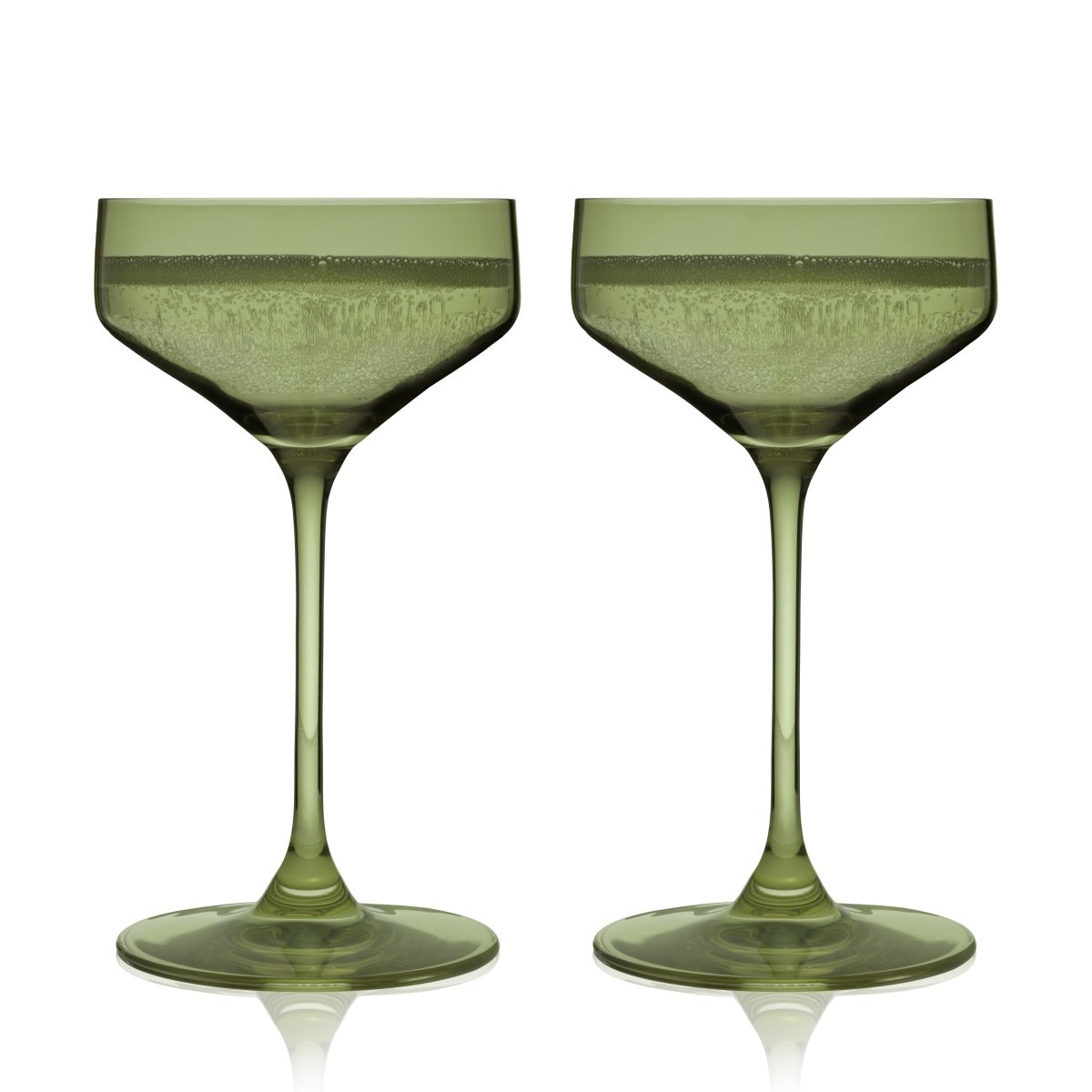 Reserve Nouveau Crystal Coupe Glasses in Sage Set of 2 - HOUSE OF SHE