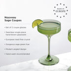 Reserve Nouveau Crystal Coupe Glasses in Sage Set of 2 - HOUSE OF SHE
