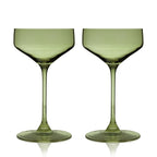 Reserve Nouveau Crystal Coupe Glasses in Sage Set of 2 - HOUSE OF SHE