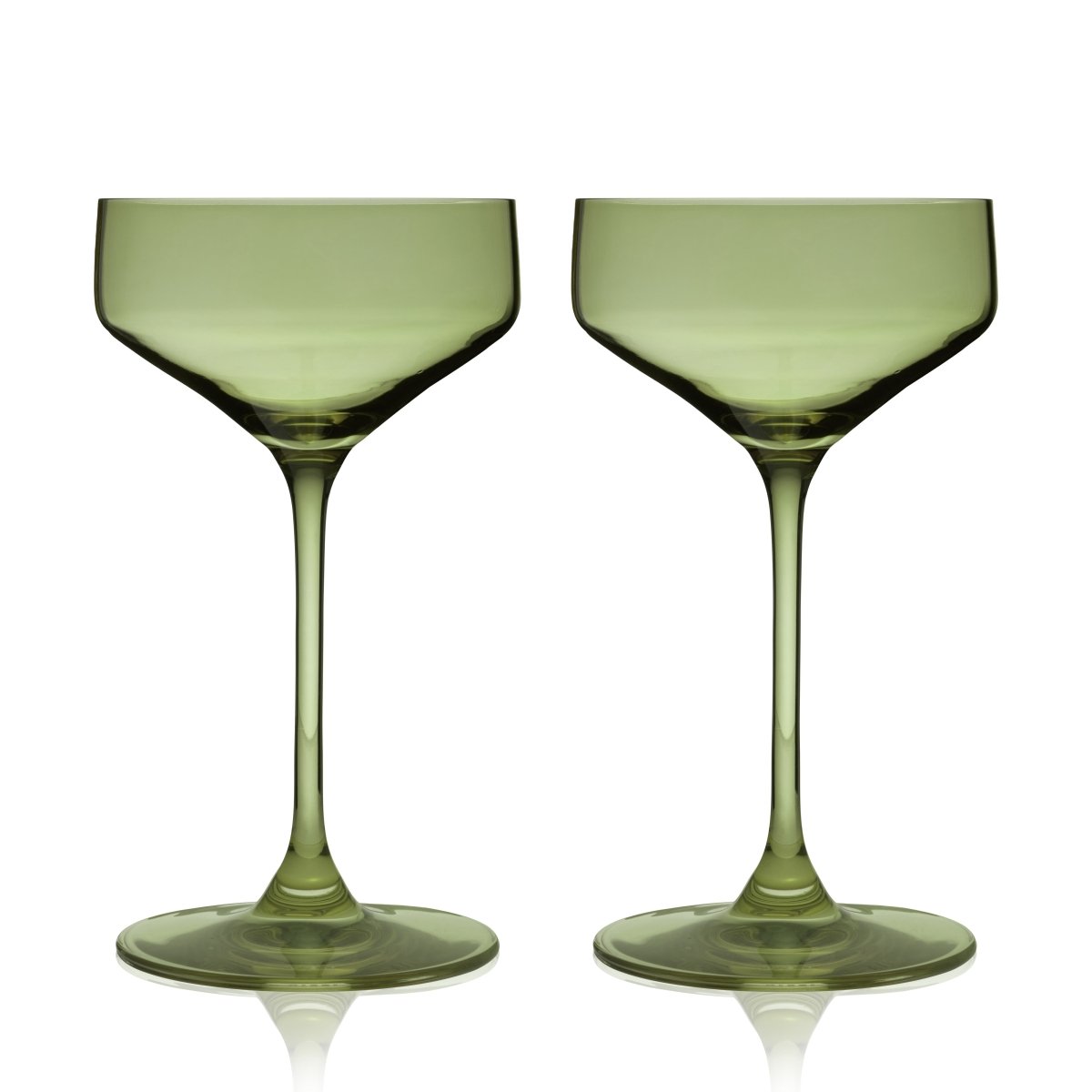 Reserve Nouveau Crystal Coupe Glasses in Sage Set of 2 - HOUSE OF SHE