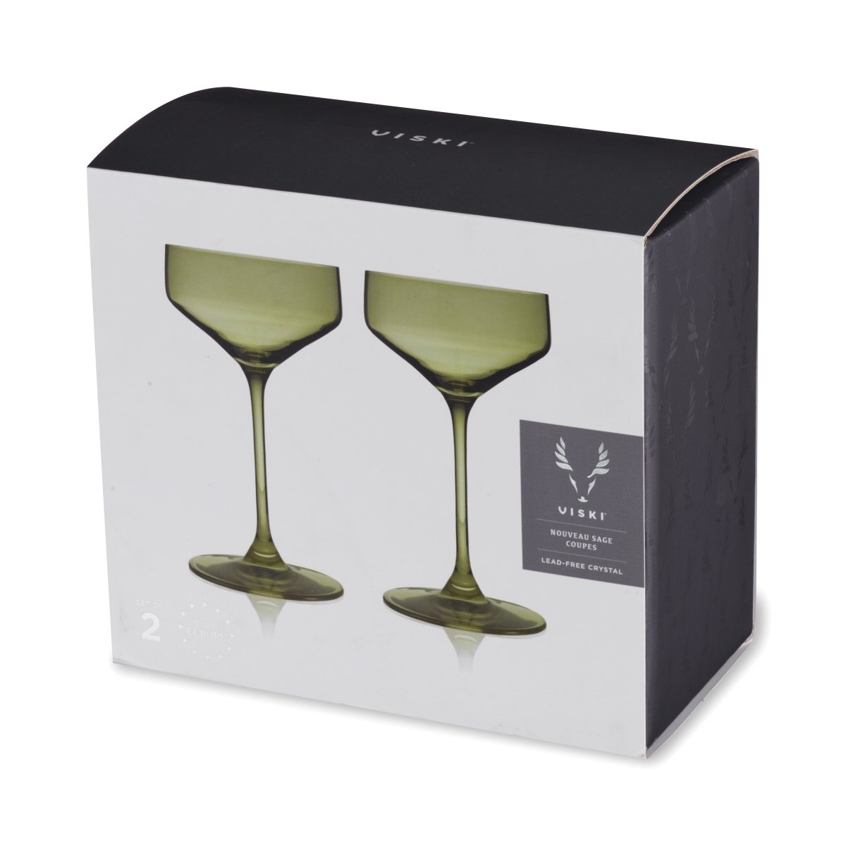 Reserve Nouveau Crystal Coupe Glasses in Sage Set of 2 - HOUSE OF SHE