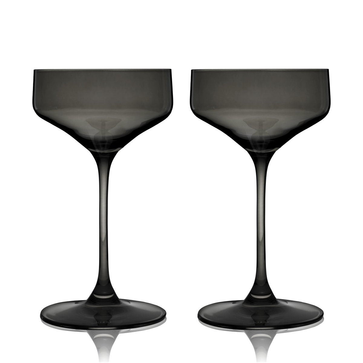 Reserve Nouveau Crystal Coupe Glasses in Smoke Set of 2 - HOUSE OF SHE