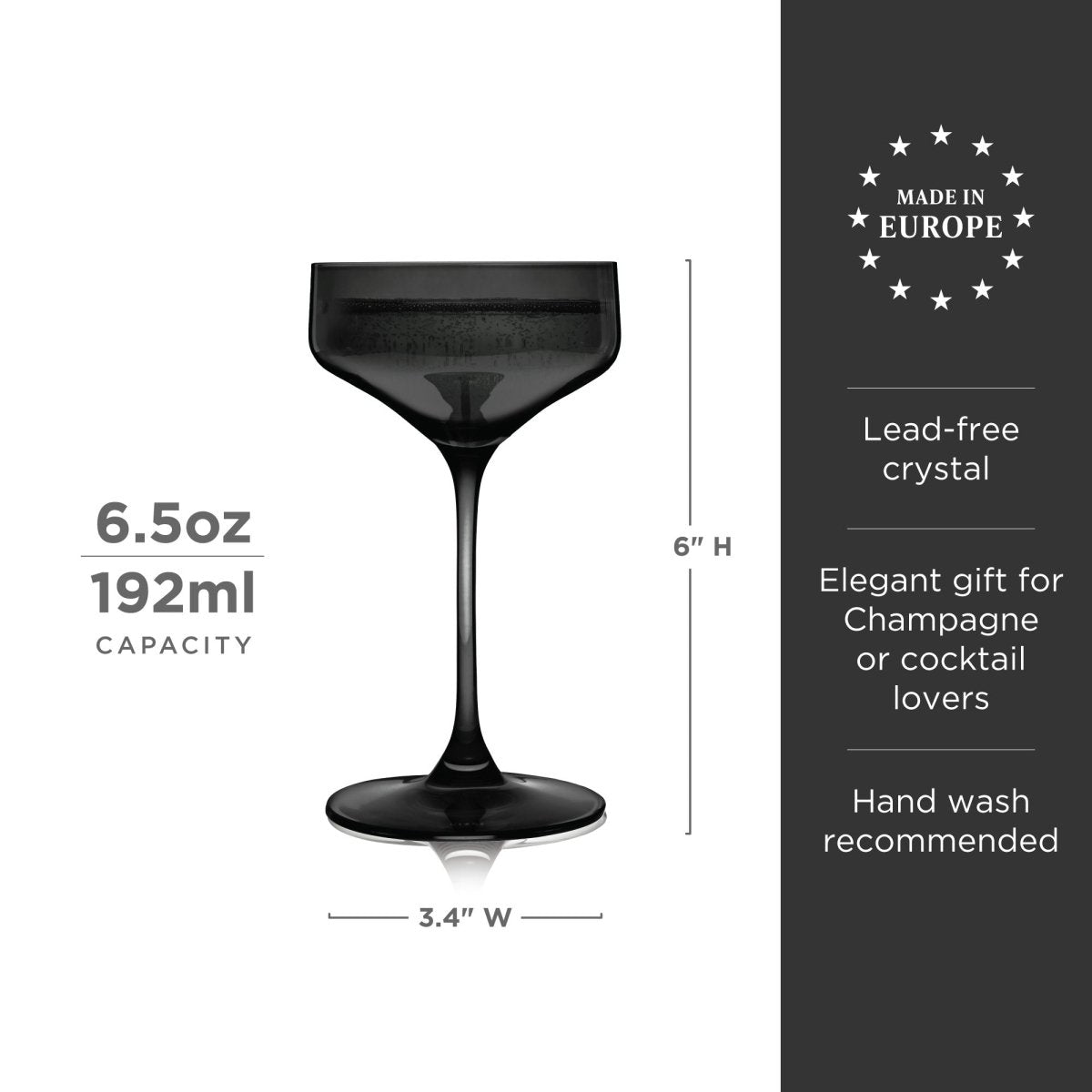 Reserve Nouveau Crystal Coupe Glasses in Smoke Set of 2 - HOUSE OF SHE