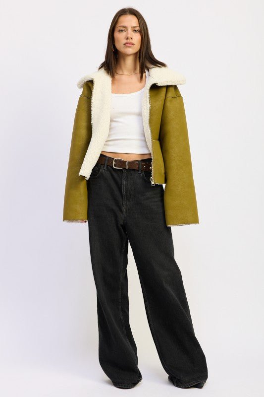 REVERSIBLE SUEDE SHEARLING JACKET - HOUSE OF SHE