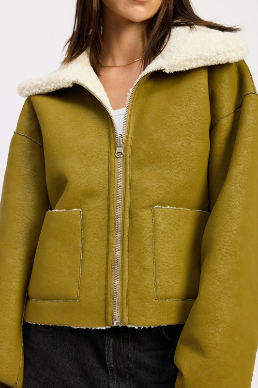 REVERSIBLE SUEDE SHEARLING JACKET - HOUSE OF SHE
