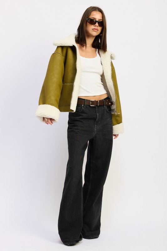 REVERSIBLE SUEDE SHEARLING JACKET - HOUSE OF SHE