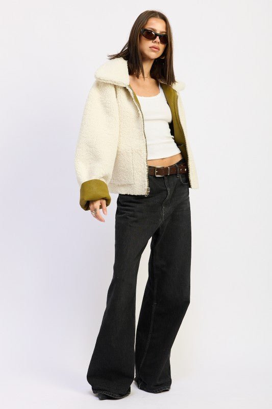 REVERSIBLE SUEDE SHEARLING JACKET - HOUSE OF SHE