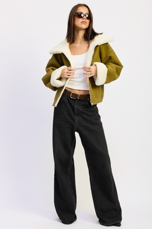 REVERSIBLE SUEDE SHEARLING JACKET - HOUSE OF SHE