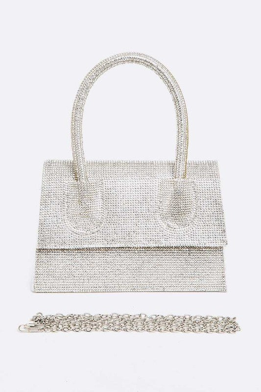 Rhinestone Convertible Top Handle Clutch Bag - HOUSE OF SHE