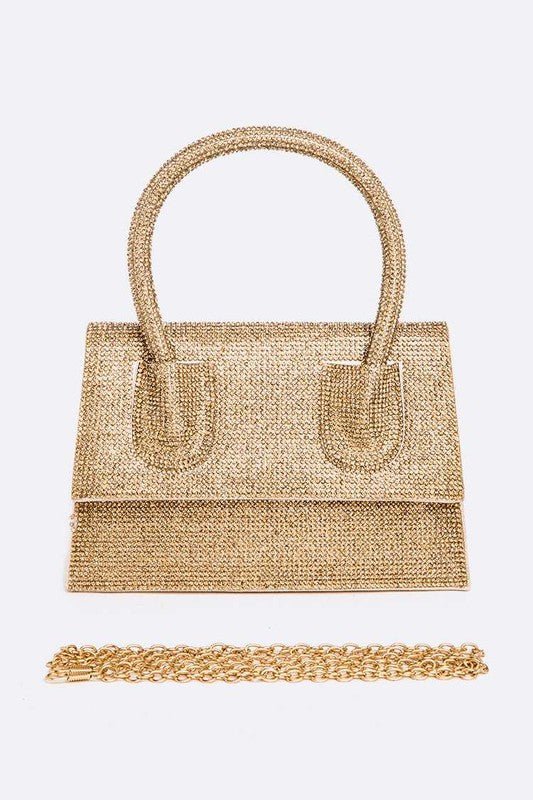 Rhinestone Convertible Top Handle Clutch Bag - HOUSE OF SHE