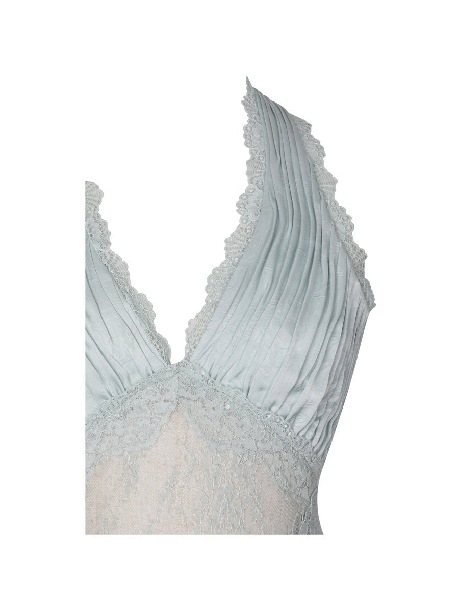 Rianna Light Sage Crinkle Satin Halter Mini Dress - HOUSE OF SHE