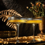 Ribbed Coupe Cocktail Glasses 8 Oz Set Of 2 Classic Manhattan Glasses For Cocktails Libbey Champagne - HOUSE OF SHE