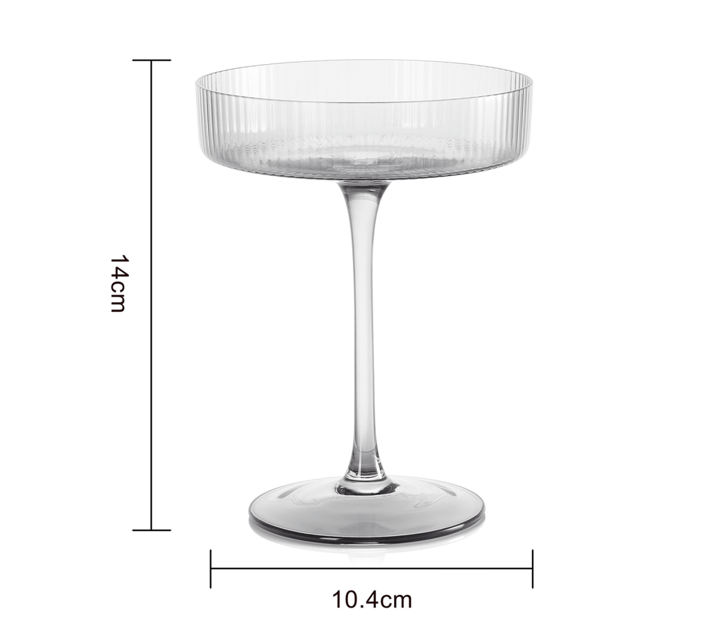 Ribbed Coupe Cocktail Glasses 8 Oz Set Of 2 Classic Manhattan Glasses For Cocktails Libbey Champagne - HOUSE OF SHE