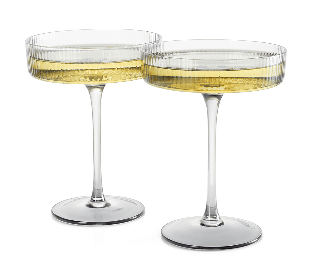 Ribbed Coupe Cocktail Glasses 8 Oz Set Of 2 Classic Manhattan Glasses For Cocktails Libbey Champagne - HOUSE OF SHE