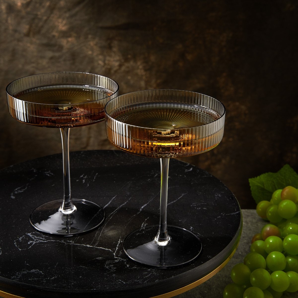 Ribbed Coupe Cocktail Glasses 8 Oz Set Of 2 Classic Manhattan Glasses For Cocktails Libbey Champagne - HOUSE OF SHE
