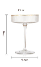 Ribbed Coupe Cocktail Glasses With Gold Rim 8 Oz Set Of 2 Classic Manhattan Glasses For Cocktails Li - HOUSE OF SHE