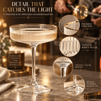 Ribbed Coupe Cocktail Glasses With Gold Rim 8 Oz Set Of 4 Classic Manhattan Glasses For Cocktails Li - HOUSE OF SHE