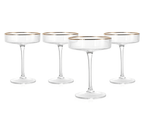 Ribbed Coupe Cocktail Glasses With Gold Rim 8 Oz Set Of 4 Classic Manhattan Glasses For Cocktails Li - HOUSE OF SHE